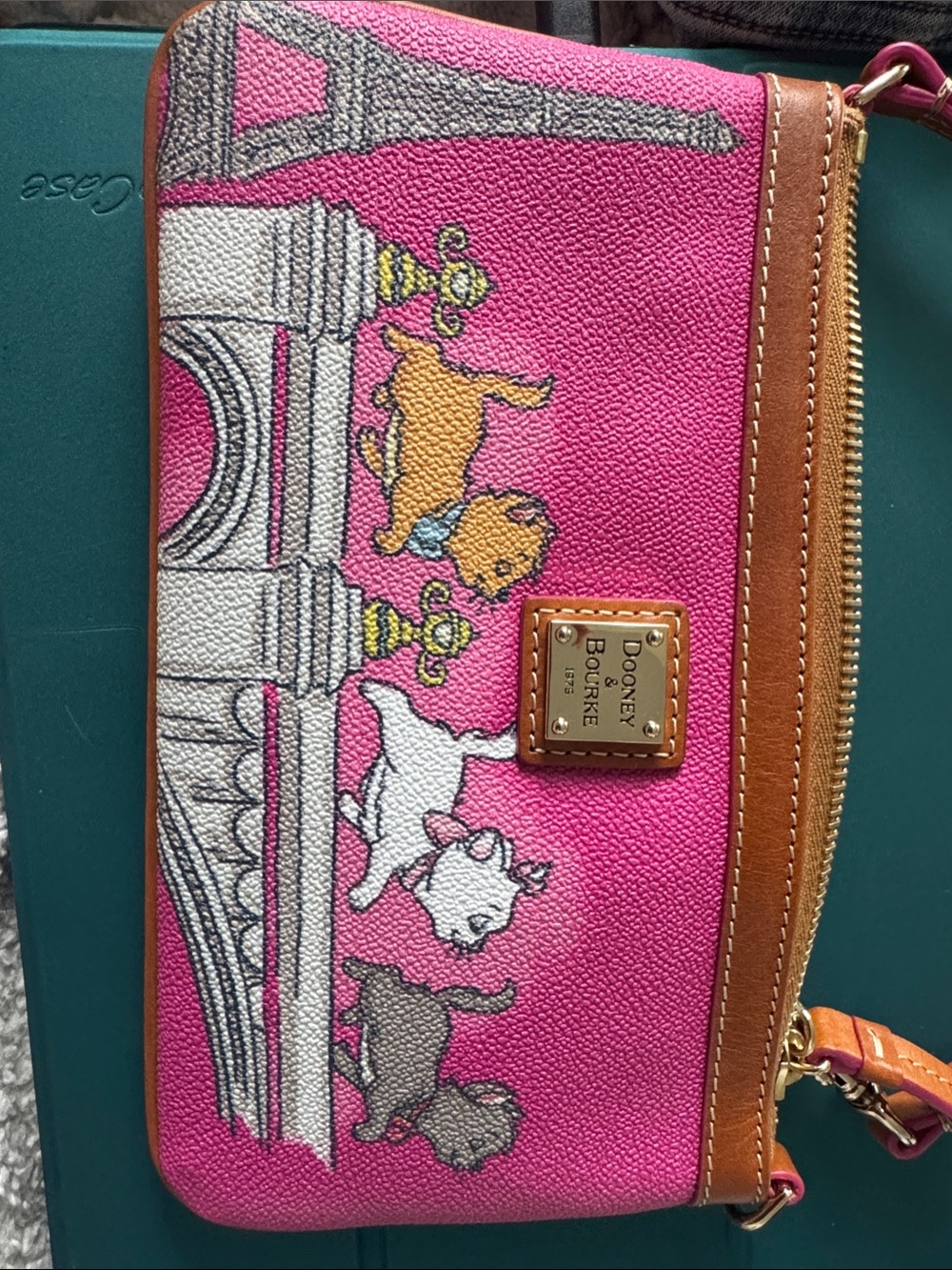 Dooney & Bourke Pink Disney aristocats Leather-Trim Wristlet